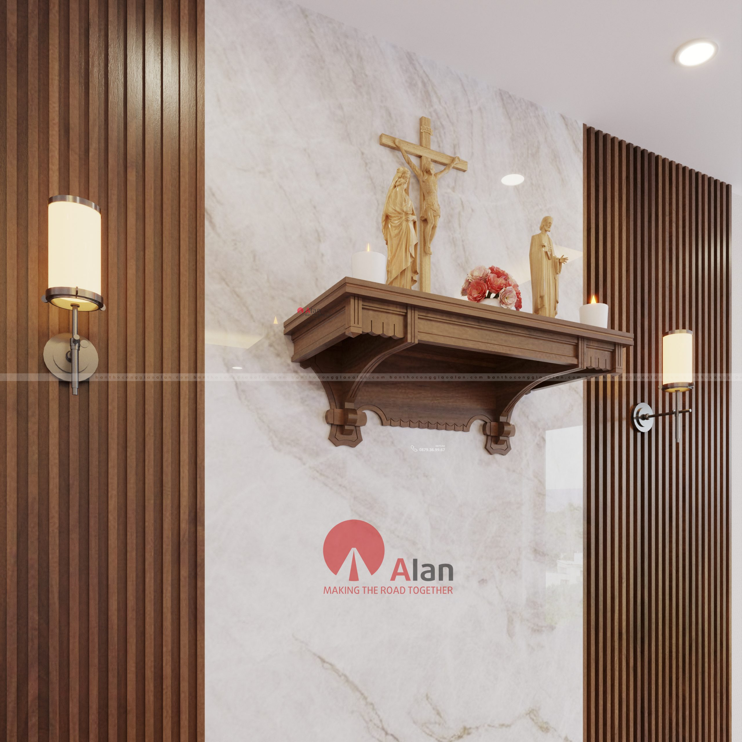 Bàn thờ công giáo ca02 - Brown góc 2