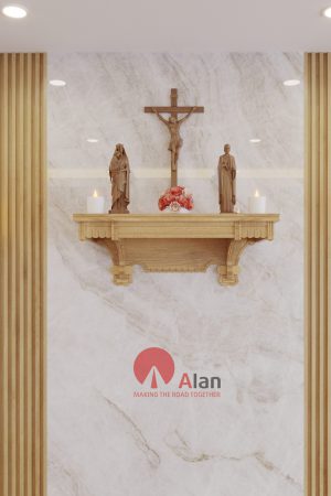 Mẫu Bàn thờ công giáo CA02 - Oak góc 2